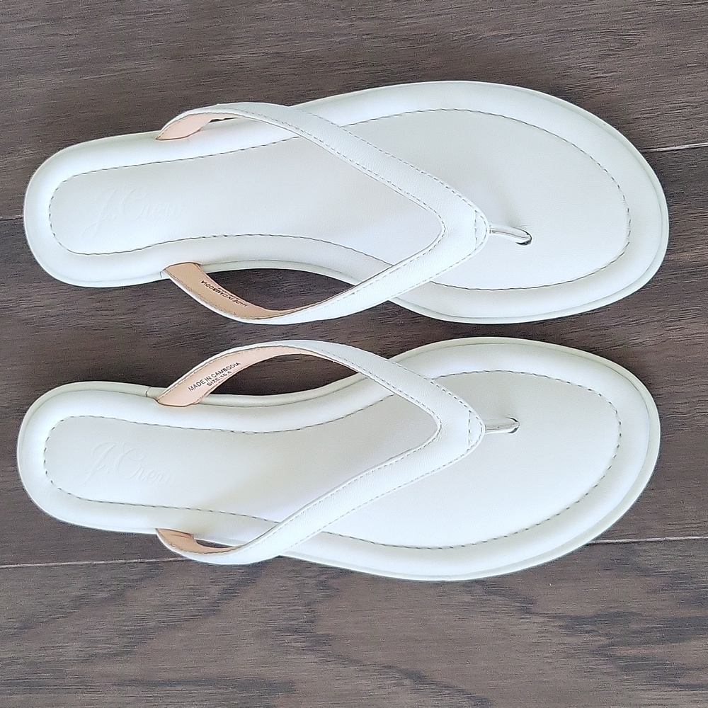 NWOT Jcrew white leather thong flip flop sandals
